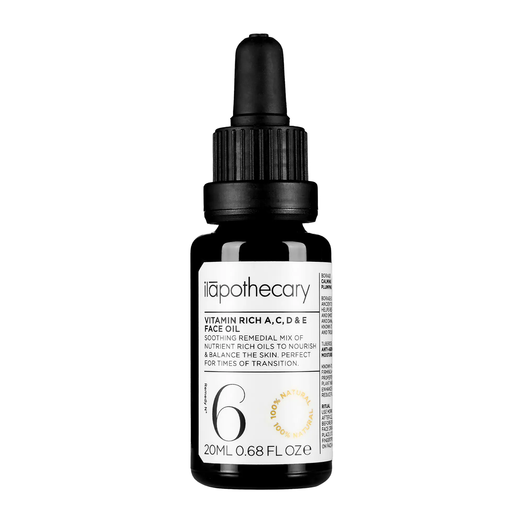 ilapothecary Vitamin A C D and E Rich Face Oil - Face Moisturizer - Essential Oils for Skin - Nourishes, Balances, Firms Skin - Anti Aging - 20 ml