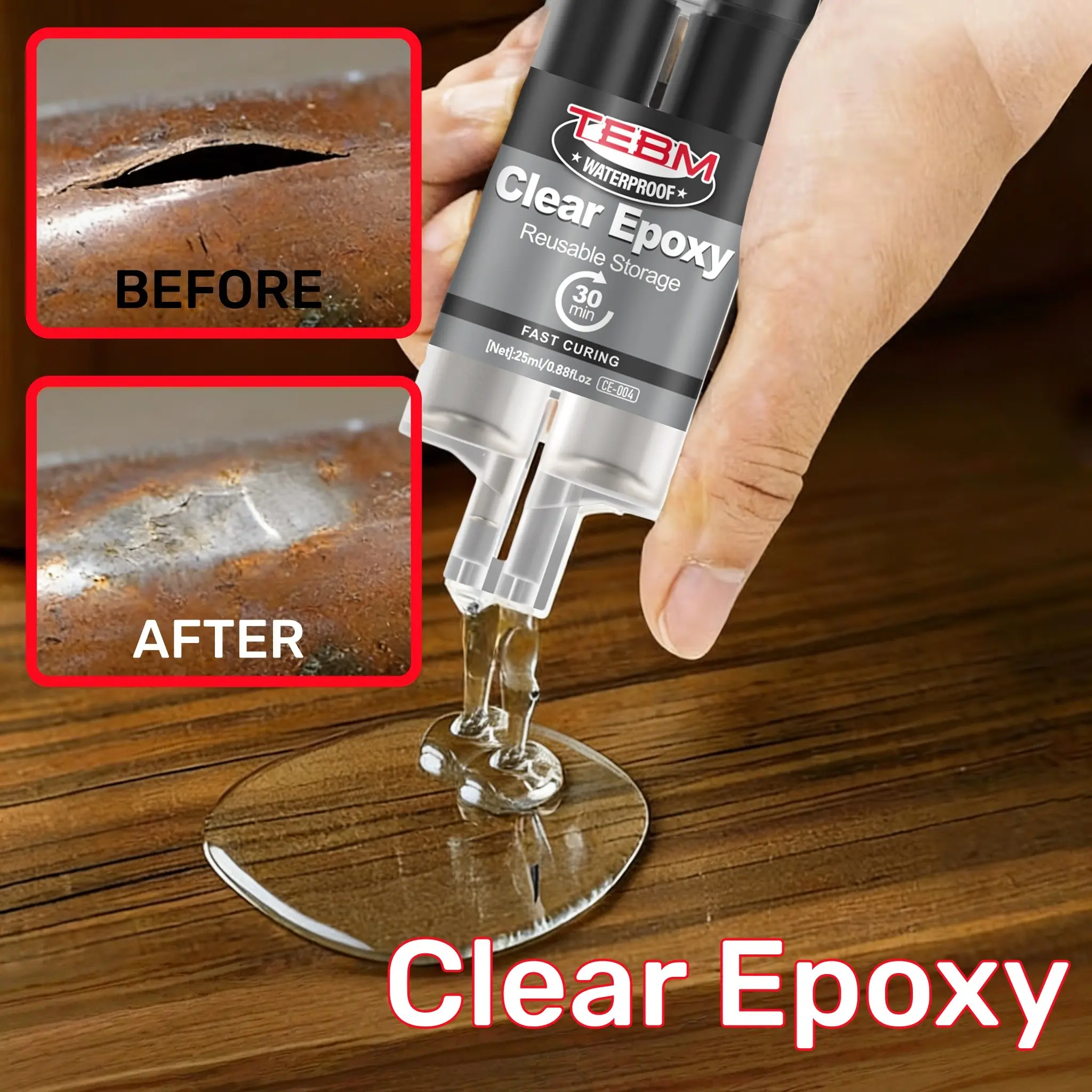 Transparent Epoxy Resin Adhesive, Clear Glue for Crafts and DIY Projects, Strong Bonding Agent for Various Surfaces, Super Strong Adhesion, Transparent Waterproof Sealant