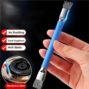 Double-Headed Stainless Steel Cleaning Brush, Anti-Static Non-Slip Handle, Kitchen Gas Stove Gap Cleaner, Effective Stubborn Dirt Remover