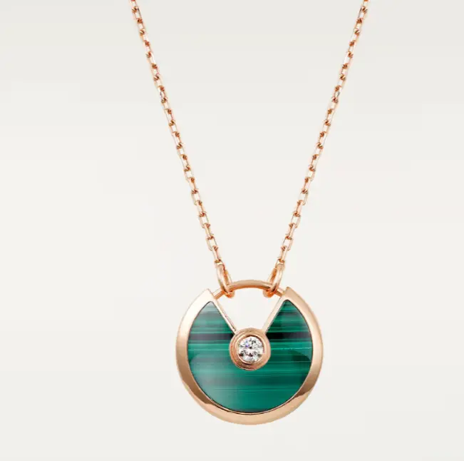 Pre-owned Cartier Amulette de Cartier necklace，rose gold with malachite，non full set