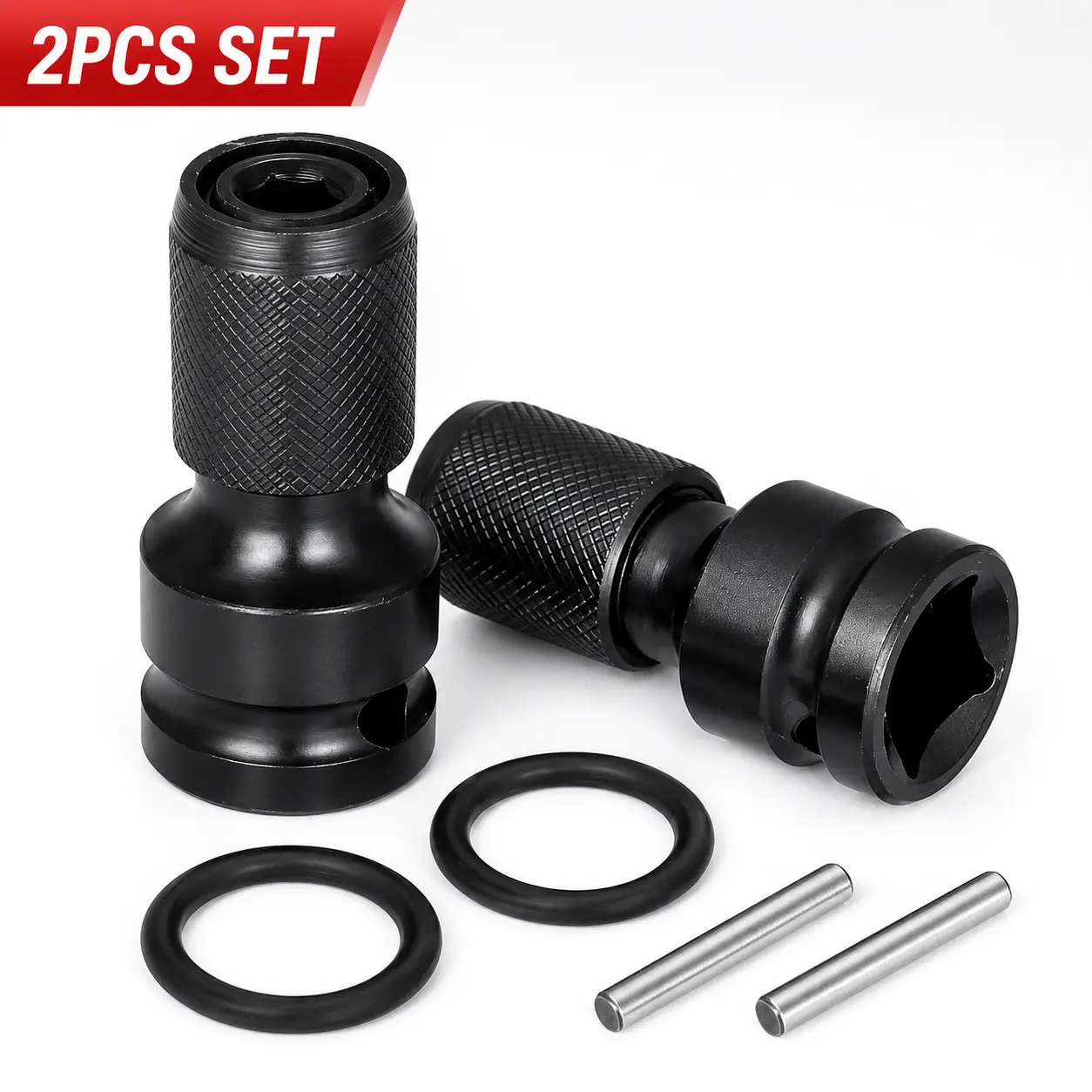 `2Pcs Impact Wrench Socket Adapter, 1/2" Square Drive to 1/4" Hex Quick Release Drill Bit Converter for Power Tools`
