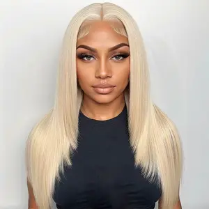 Hot Star 15A 300% Density 613 Blonde Double Drawn 13x6 HD Transparent Lace Front Human Hair Wigs Pre Plucked With Baby Hair Bone Straight Wigs