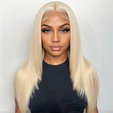 Hot Star 15A 300% Density 613 Blonde Double Drawn 13x6 HD Transparent Lace Front Human Hair Wigs Pre Plucked With Baby Hair Bone Straight Wigs