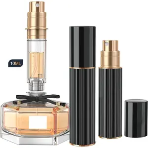 10ml Perfume Atomizer Travel Refillable,Bottom-Filling Fragrances Perfumes Bottle,Mini Cologne Dispenser, Portable Sprayer Pocket Size for Women Men Cruise  Trip  0.34oz (Black)