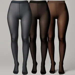 Autumn Winter Daily Wear Fake Skin Leggings Women's Oversized Grey Fleece Lined Thickened Seamless One-Piece Pantyhose for Comfort and Style