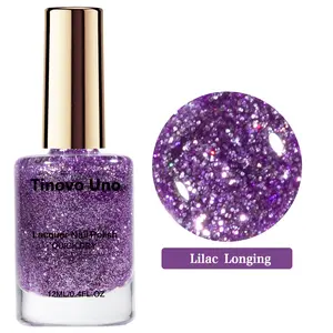 Tinovo Uno Glitter Magic Purple Glitter Nail Lacquer, Nails in the Spotlight, 12 ml, Naturally air-drying, No oven drying, Long-lasting shine