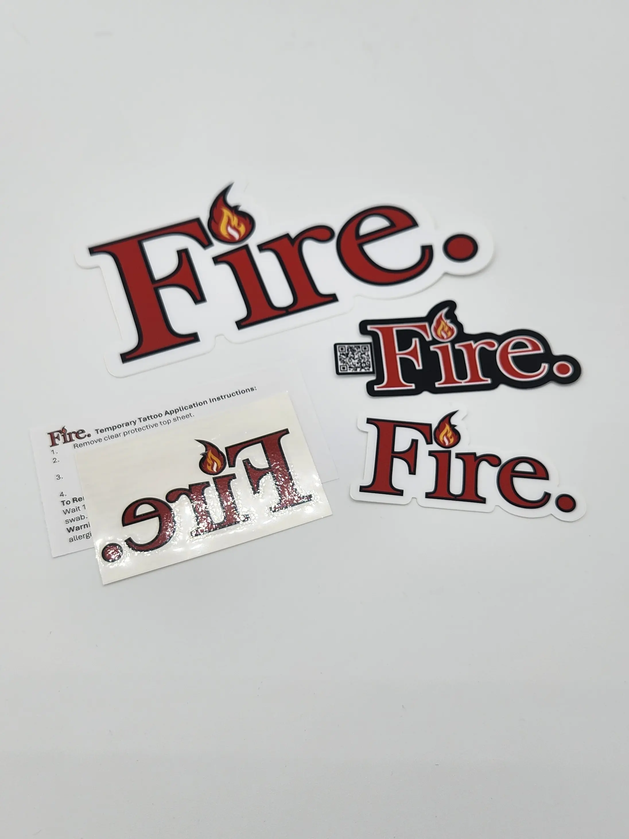 FireBreaksUSA Holographic Fire-Theme Adhesive Vinyl Decals - QR Code Feature, Office Stationery Label Accessory