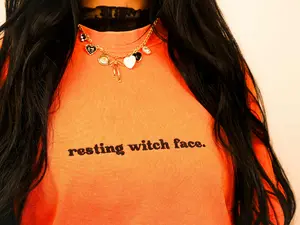 Resting Witch Face Acid Washed Lose Fitting  Cotton T shirt