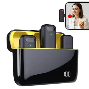 Wireless Lavalier Microphone, USB Rechargeable Wireless Microphone with Charging Case, Noise Reduction Microphone for Video Recording, Interview, Audio