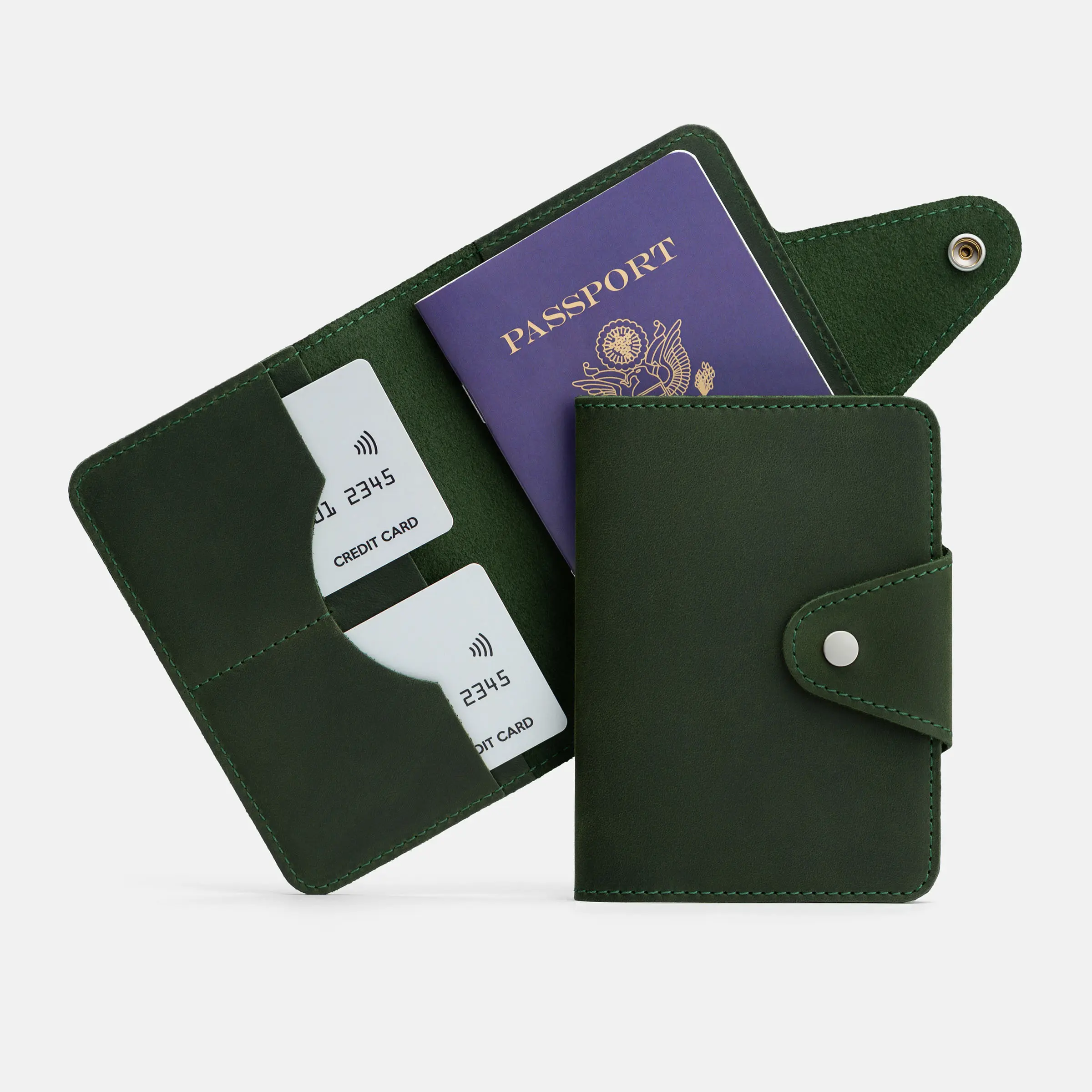 GiftByValentinas Personalized Leather Passport Wallet (TO PERSONALIZE WITH NAME READ DESCRIPTION) - Leather Passport Holder - Handcrafted Leather Wallet - Leather Passport Cover - Crazy Horse Leather Travel Wallet with Card Slots & Secure Snap Closure