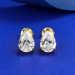 S925 Sterling Silver Pear-Shaped Cut Ear Stud 7*9mm 6A Cubic Zirconia Daily Life Earrings-609