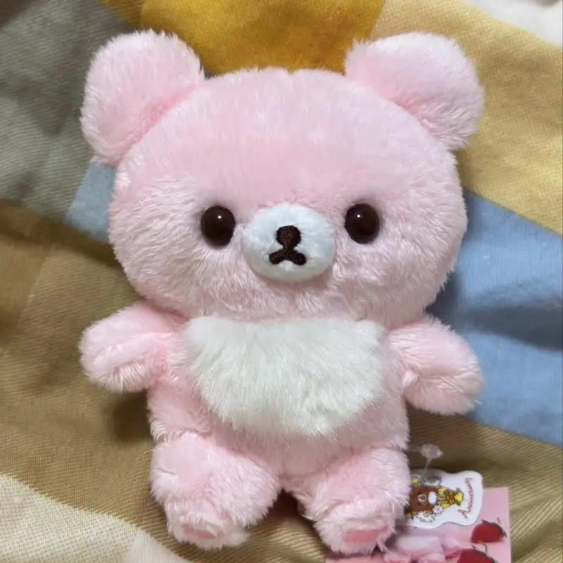 11.5cm Unisex Rilakkuma 10th Anniversary Sweet Pink Chairoikoguma Plush Doll - Relaxed Cartoon Bear Stuffed Toy, No Excess Decor Birthday Gift Ideas for Kids