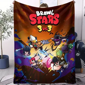 Brawl Stars Pattern Blanket, Soft Comfortable Throw Blanket, Home Decor Holiday Gift, Suitable for Office and Sofa, Single-Sided Print Blanket