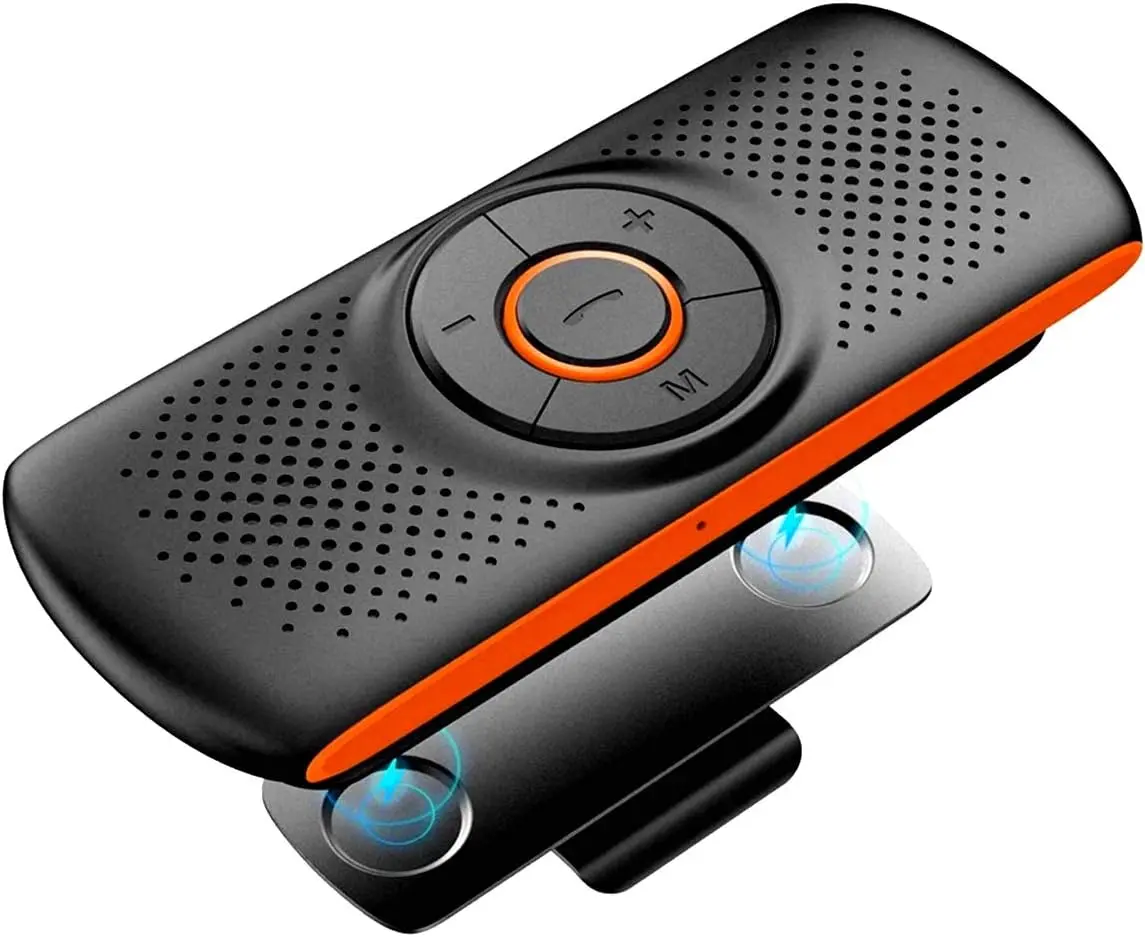 Bluetooth Visor Clip Car Speaker, Wireless Handsfree Speakerphones, Stereo Sound Enhanced Bass/Builtin Mic/TF Card Player/Google Assistant Voice Command Portable Speakers