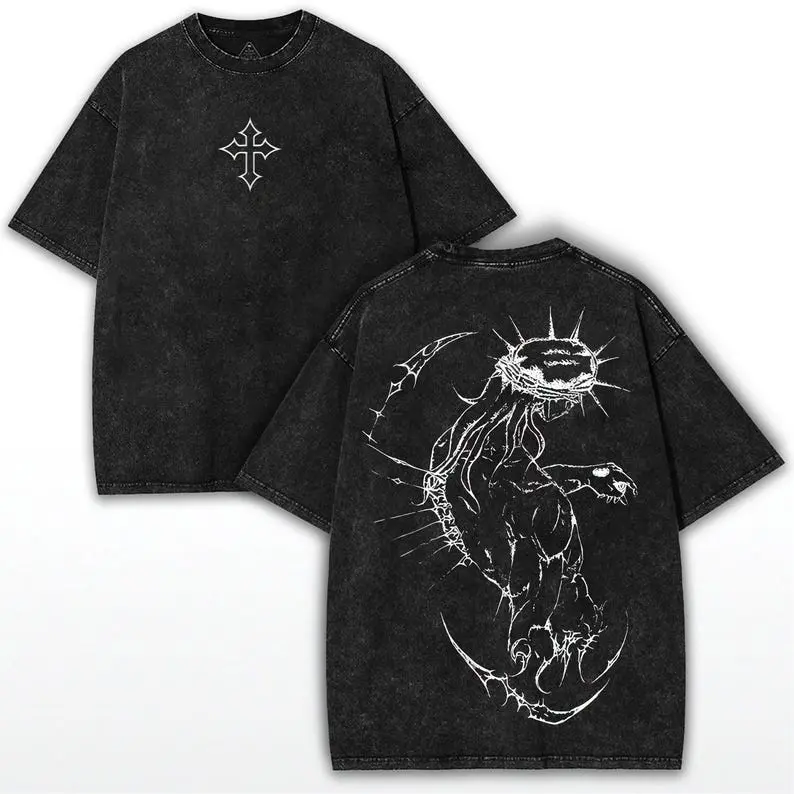 valentine shirts Oversized Cross Tee: Faithcore Streetwear - Heavy Cotton Gym Top