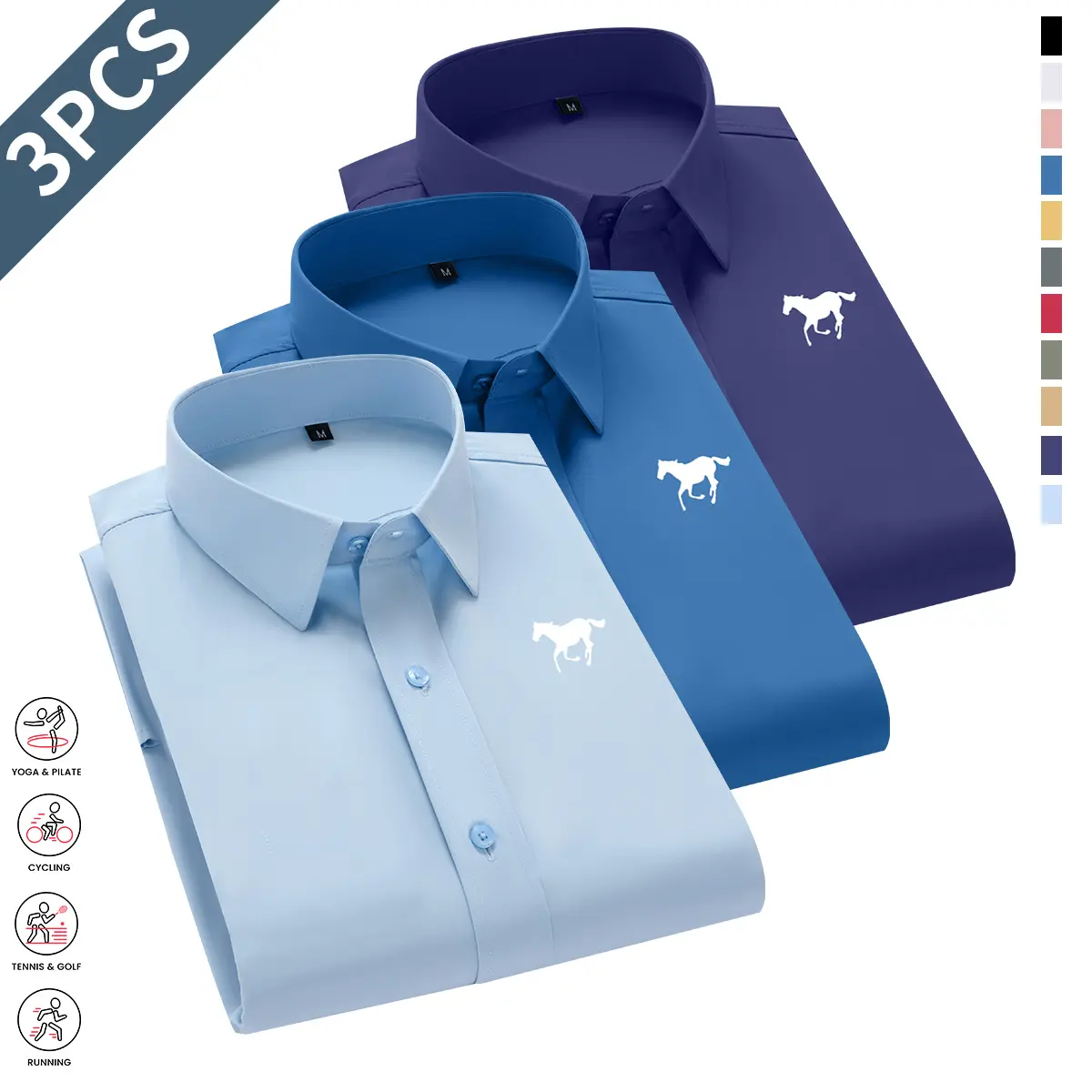 Men's Long-Sleeve Business Dress Shirts, 3-Pack Solid Color, Minimalist Design, Slim Fit, No Pockets, Wrinkle-Resistant, Non-Iron, Breathable Office Commuter Workwear Shirt for Young Men with a Sophisticated, Versatile Look - TikTok Men's Long-Sleeve Business Dress Shirts, 3-Pack Solid Color, Minimalist Design, Slim Fit, No Pockets, Wrinkle-Resistant, Non-Iron, Breathable Office Commuter Workwear Shirt for Young Men with a Sophisticated, Versatile Look - TikTok