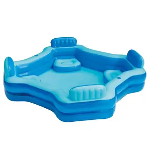 Bluescape Blue Deluxe Comfort Inflatable Family Swimming Pool, 4 Seats, Square, Age 6 & up