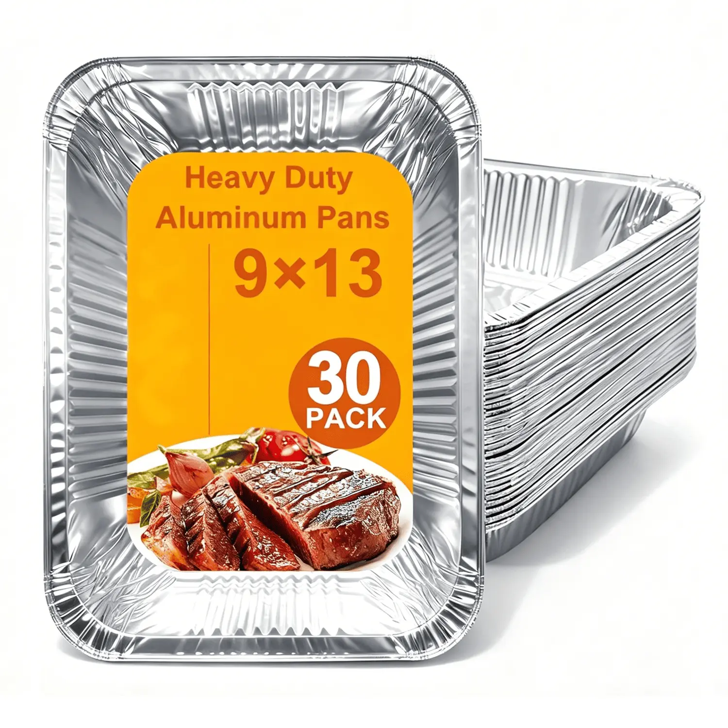 Aluminum Foil Pans 9x13 Disposable – Half Size Aluminum Foil Heavy Duty deep Steam Table Pan, Tin foil Turkey Sheets Tray Chafing Grill Accessories for Cooking, Baking, Storing, Food Prepping