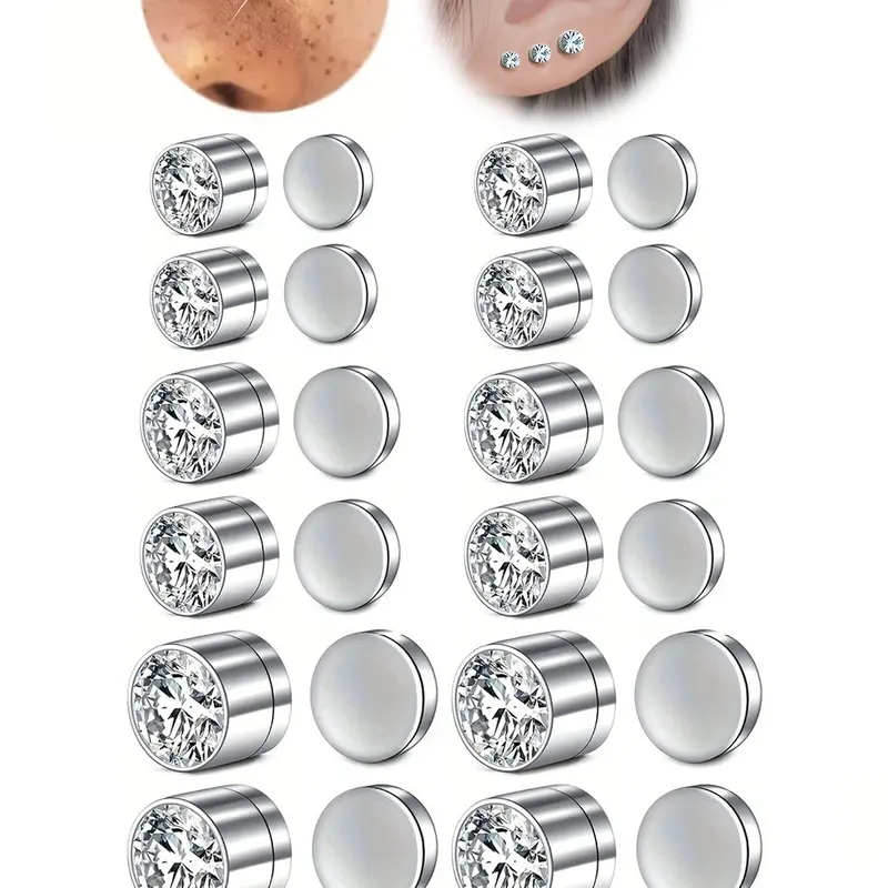Unisex Magnetic Clip-On Nose Rings, Easy to Wear Artificial Zircon Studs, No Piercing Needed, Hip Hop Style, Sizes 3mm-5mm, Perfect for Casual Wear, Nose Ring Jewelry, Non Piercing Jewelry