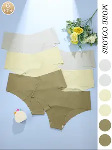 6-Pack Seamless No-Show Fitted Panties - Buttery Soft Neutral Hues | Edge-Free Minimalist Design (No Panty Lines!) | Office, Daily & Under Activewear (Yoga Leggings/Fitness Pants)