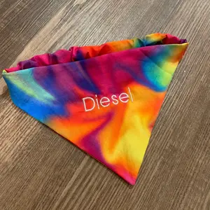 Personalized Handmade Dog Bandana - Tie Dye Pattern - Easy Slip-On Elastic - Available in 4 Sizes!