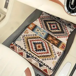 Boho Style Geometric Pattern Car Floor Mat, Multi-purpose Anti-slip Car Floor Mat, Universal Car Interior Decoration Accessories