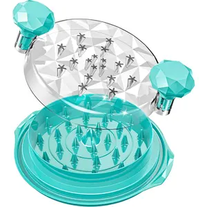 Chicken Shredder Tool Twist Anti-Slip Chicken Shredder Large Ergonomic Handle Meat Shredder Dishwasher-safe Transparent Lid BPA Free Save Time Chicken Breast Shredder with Brush Blue