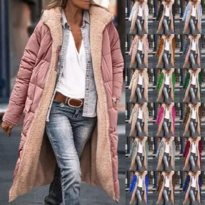 Winter Coats For Women Long Warm Oversized Reversible Fleece Puffer Shearling Down Jackets Outerwear With Hood On Sale