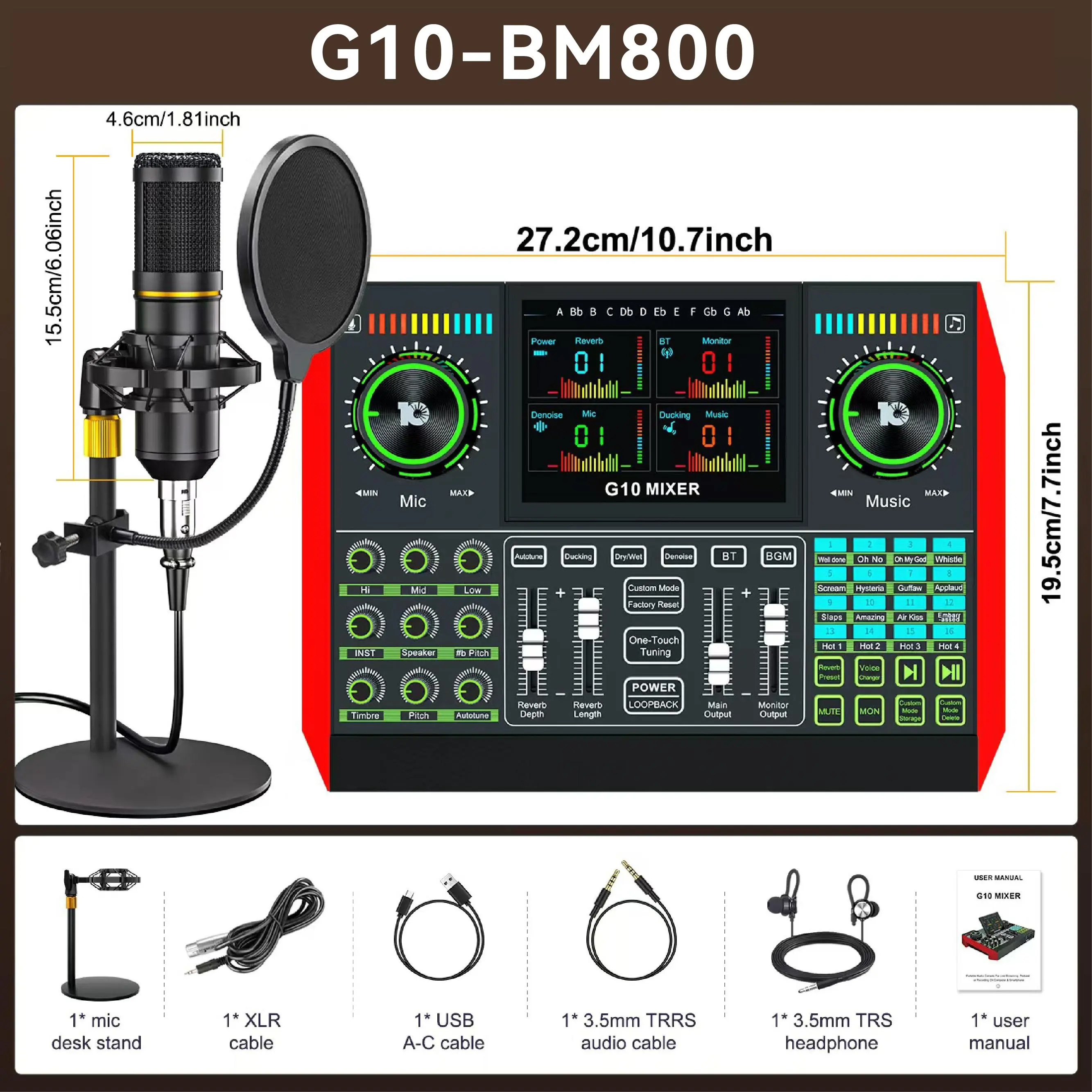 Tenlamp G10-PK PRO Mixer Sound Card Kit, Custom Sound Effects