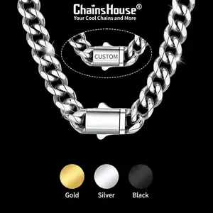 ChainsHouse Cuban Link Chain Chunky Summervibe Necklace Personalized Name Custom Necklace for Men Women Stainless Steel Cuban Link Chain Casual Unisex Hip Hop Cool Necklace Jewelry Gift for Men Women CHN18729
