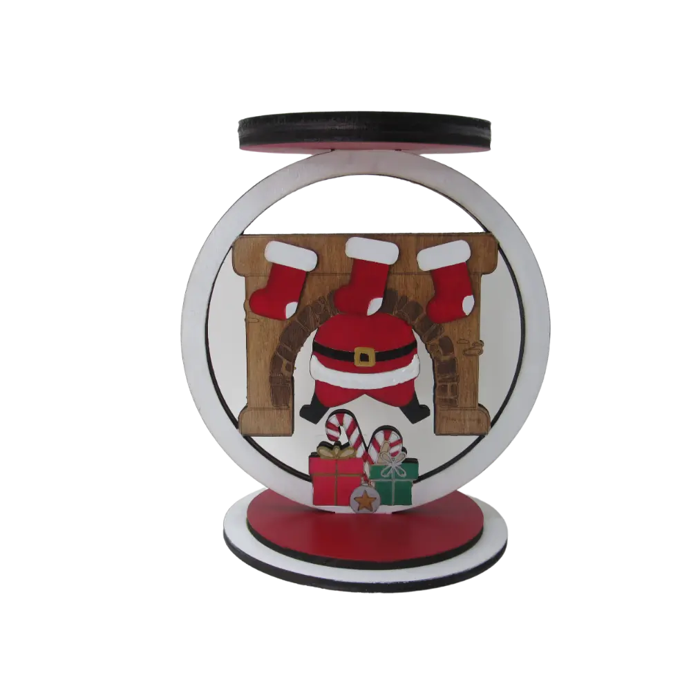Christmas Candle Holder – Santa Theme Holiday Decor for 3-Wick Candles