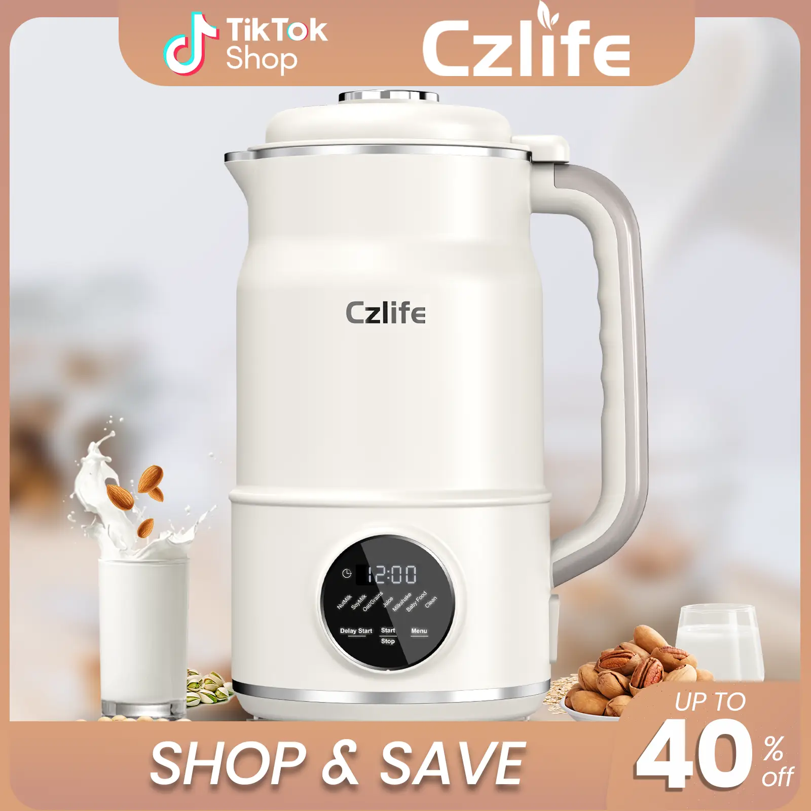 Czlife 50oz/1.5L N7 Nut Milk Maker Machine, 7 in 1 Automatic Soy Milk Maker Machine for Homemade Oat Milk, Nutmilk, Juice, Milkshake, Baby Food, Grain