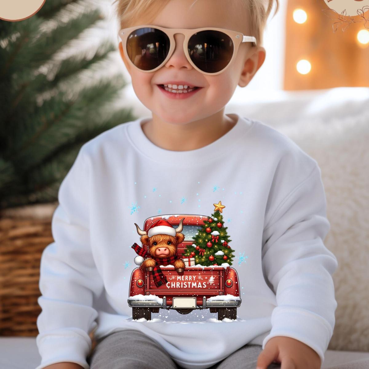 Merry Christmas Toddler Sweatshirt, Cow Christmas Shirt, Christmas Cow Baby Onesie, Happy Christmas Shirt, Christmas Kids T-Shirt