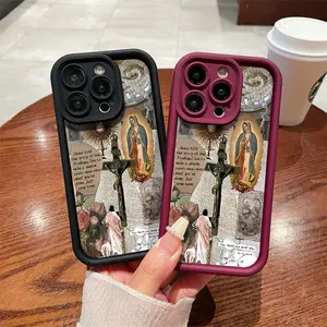 Virgin Mary Pattern Phone Case, Soft Silicone,Fully Protected and Shockproof For iPhone 17 16 15 Pro Max 14 13 12 11 X Plus Air Mini Cover Bible Verse