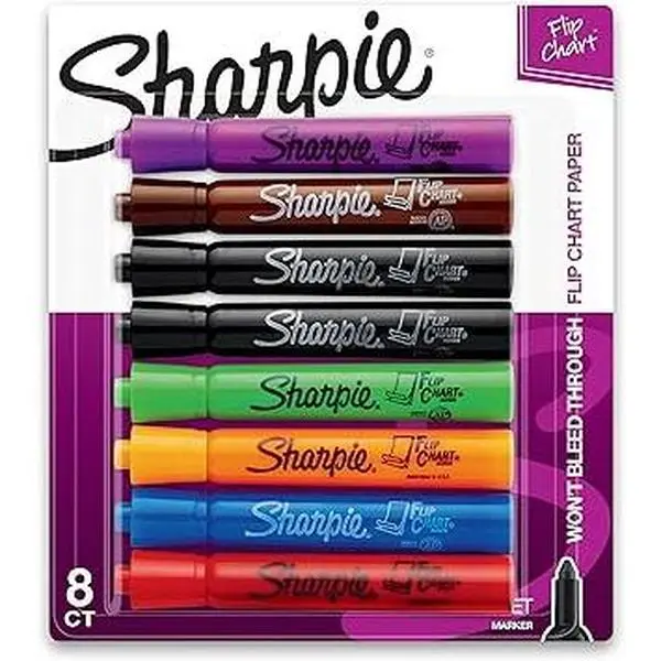SHARPIE Flip Chart Markers, Bullet Tip, Assorted Colors, 8 Pack