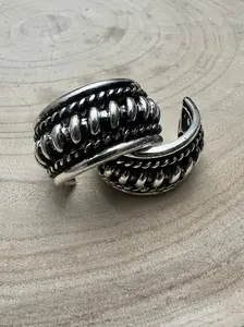 Large Western Twisted Wire Hoop Earrings — Faux Silver Western Statement