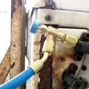 1PC Air Conditioning Fluoride Safety Valve, Liquid Safety Valve R410A R22 Air Conditioning Refrigerant 1/4 "Safety Adapter Metal Air Conditioning Repair And Fluoride