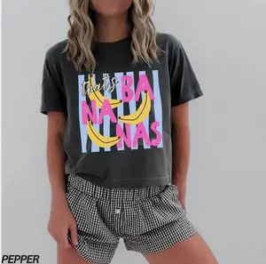 Banana Pun Graphic Crop Tee Cute Food Humor Summer Boxy Shirt