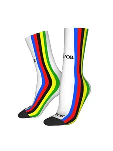 World Champion Cycling Socks, Rainbow Stripes Road Bike Gift, Pro Cyclist MVDP Style