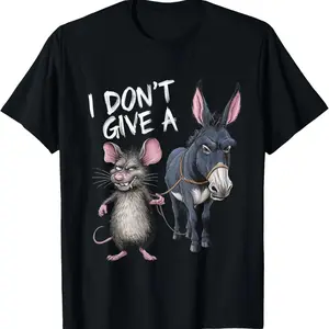 I Don't Give a Rats Ass Mouse & Donkey Funny T-Shirt casual Fashion graphic tees for women