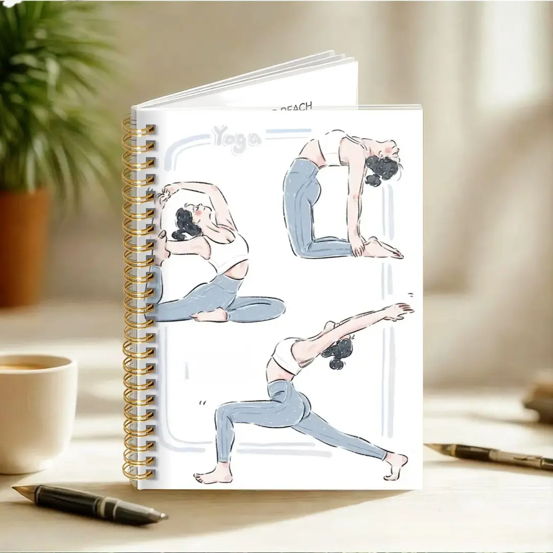 1pc Yoga Poses And Exercises Notebook, Featuring Various Postures And Breathing Methods,Illustrated Chair Yoga Poses, Progress Tracking Sheets, Ideal for Fans of Yoga, Pilates, And Mindfulness. Perfect As a Gift for Yoga Lovers 5.5x8.3in