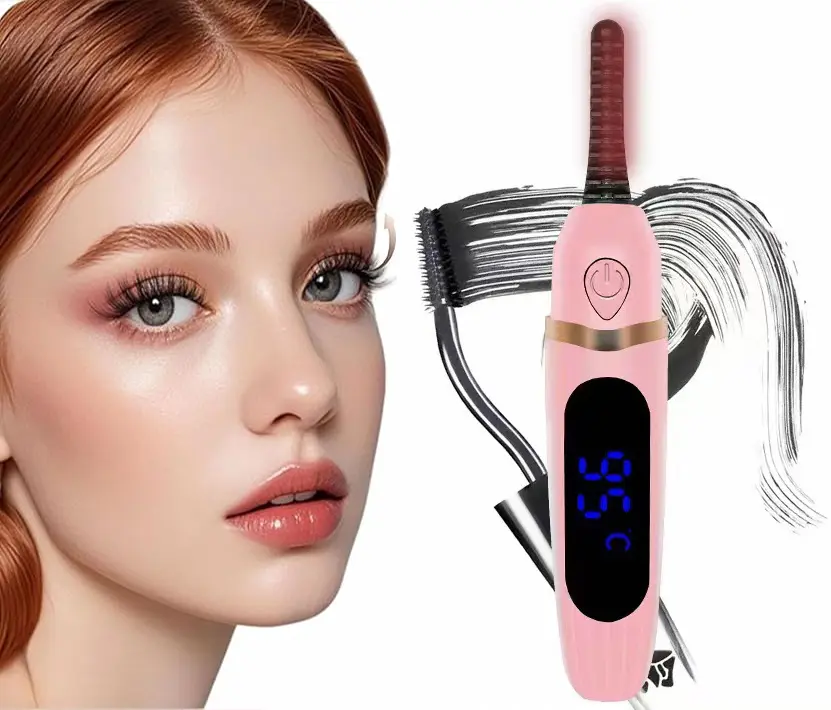 Travel Size Heated Eyelash Curler, Electric & USB-Rechargeable Makeup Tool for Long-Lasting Curls, Fast Heating with Anti-Scald Comb Head, White, Travel Size Stuff, 3 Temperature Adjustment Settings