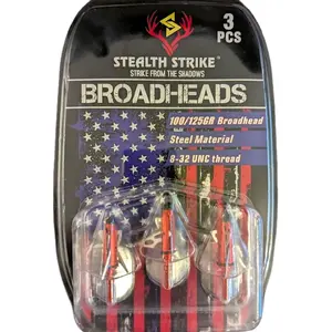 Stealth Strike 3 Mechanical Broadheads 100 Grain Arrowhead Expandable Red