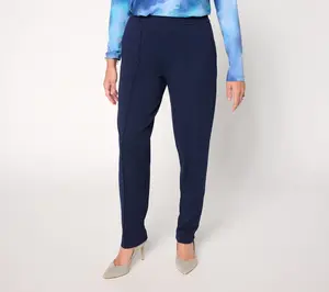 Susan Graver Petite Liquid Ponte Straight Leg Pull-On Pants