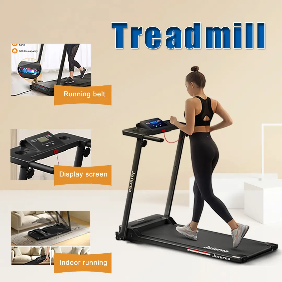 Silent Brushless Home Treadmill 3.0 HP 3-in-1 Foldable with Silicone Shock Absorption 300-Pound Load-Bearing Integrated Cup Holder Phone Stand Compact Portable for Small Spaces Ideal for Walking & Jogging