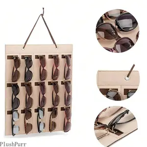 1-Pack 15 Grid Glasses Storage Bag, Sunglasses Display Stand, Foldable Glasses Storage Bag, Home Organizer for Living Room Bedroom, Portable Sunglasses Organizer tiktokshopspringglowup,summervibes