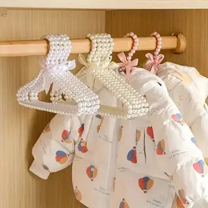 Elegant Mini Faux Pearl Clothes Hangers Set, Heavy Metal Structure, Space Saving, Display Hooks for Boutique Home Pet Store, Heavy Duty Hangers