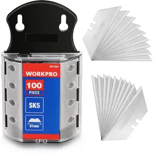 Utility Blades, SK5 Steel, 100-Pack with Dispenser