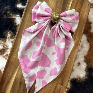 Pink Cow Print Hair Bows with Western Charm Stylish Accessory for Western Style Enthusiasts Unique Hairpin for Western Culture Cowprint