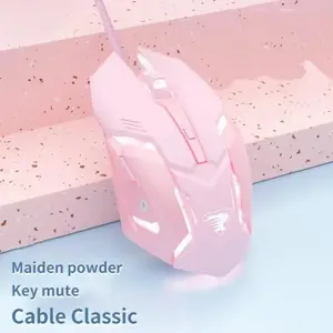 G3 Wired Game Mouse Mute Pink Mechanical E-sports Girl Lovely Art Portable Office Household For MacBook Laptop PC Gamer